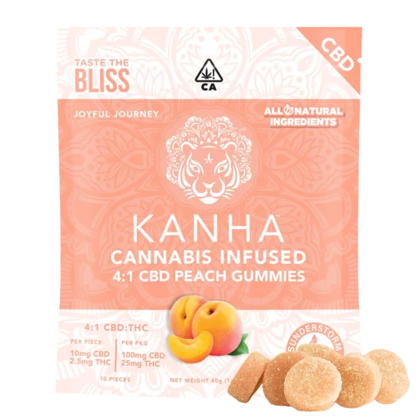CBD Peach 10pk 100mg CBD 25mg THC