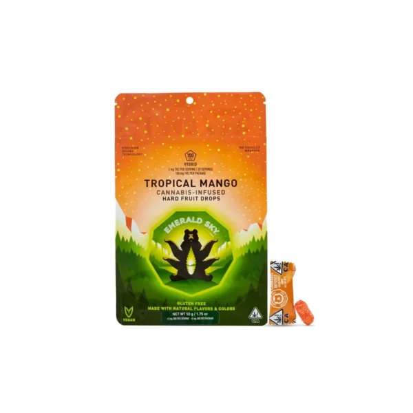 Hybrid Emerald Sky Hard Fruit Drops 20pk 5mg - 100mg Hybrid Tropical Mango
