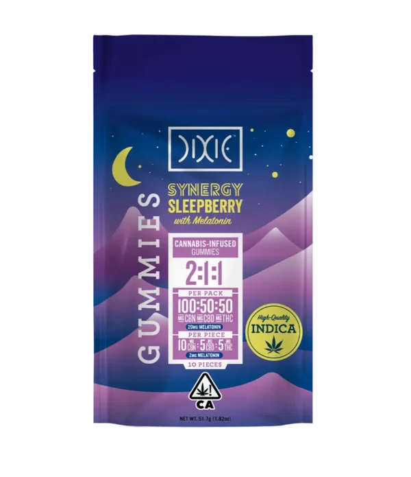 SYNERGY Sleepberry CBN CBD THC - With Melatonin 10pk 100mg CBN 50mg CBD 50mg THC